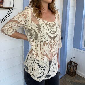 Lace cream top